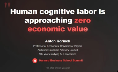 Graph illustrating the decline in economic value of human cognitive labor over time, highlighting a downward trend.